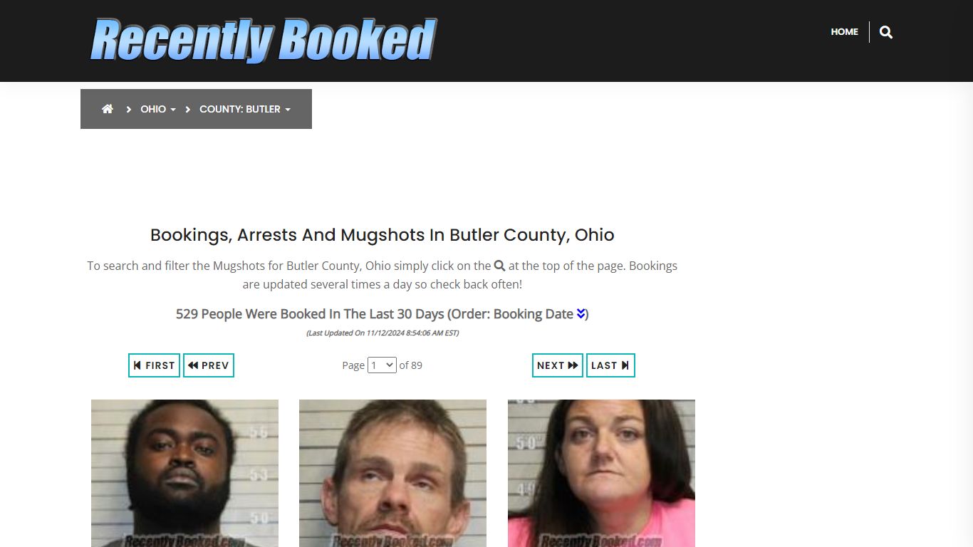 Bookings, Arrests and Mugshots in Butler County, Ohio - Recently Booked