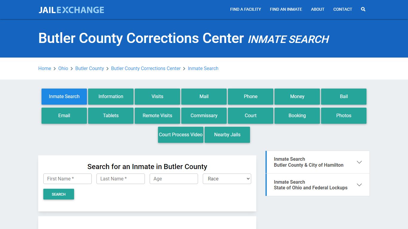 Butler County Corrections Center Inmate Search - Jail Exchange