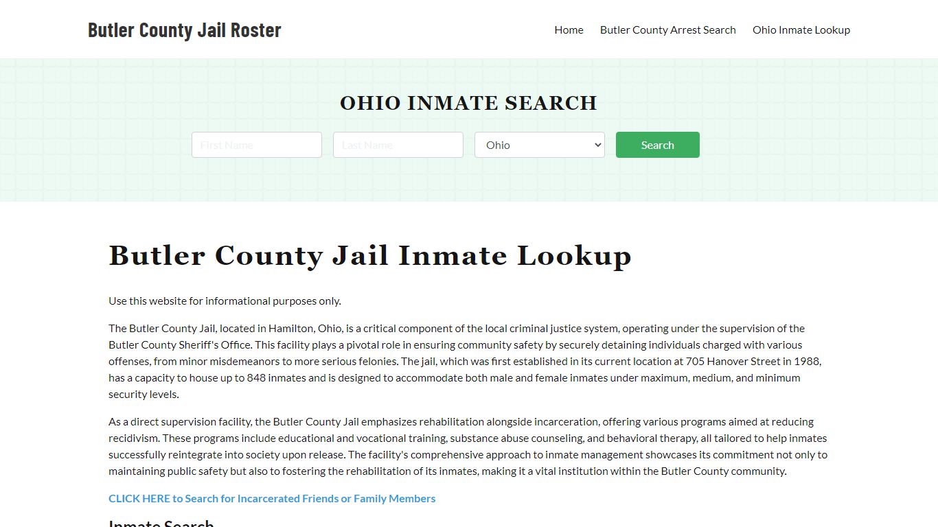 Butler County Jail Roster Lookup, OH, Inmate Search