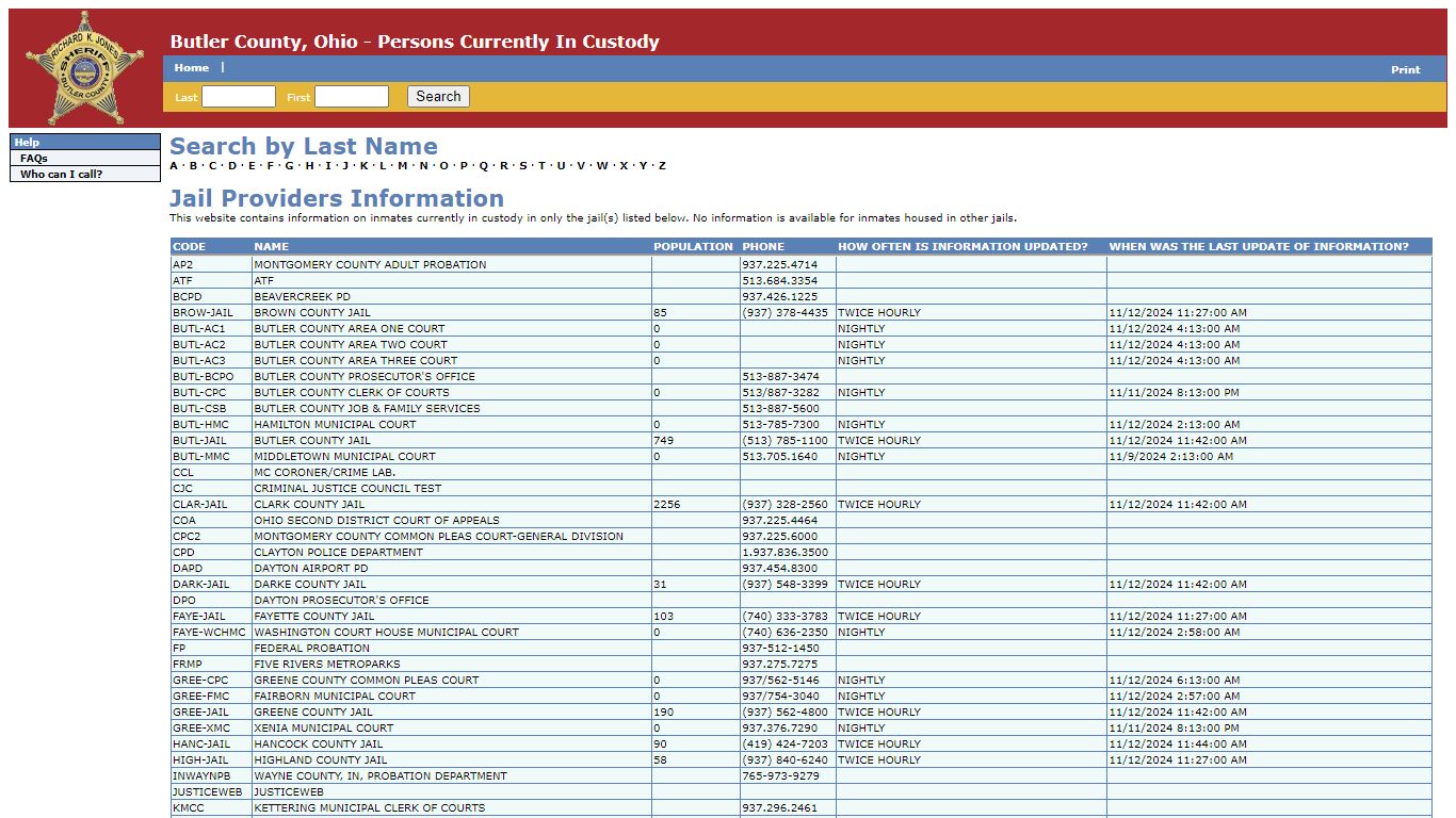 Butler County, Ohio - Persons Currently In Custody - Miami Valley Jails